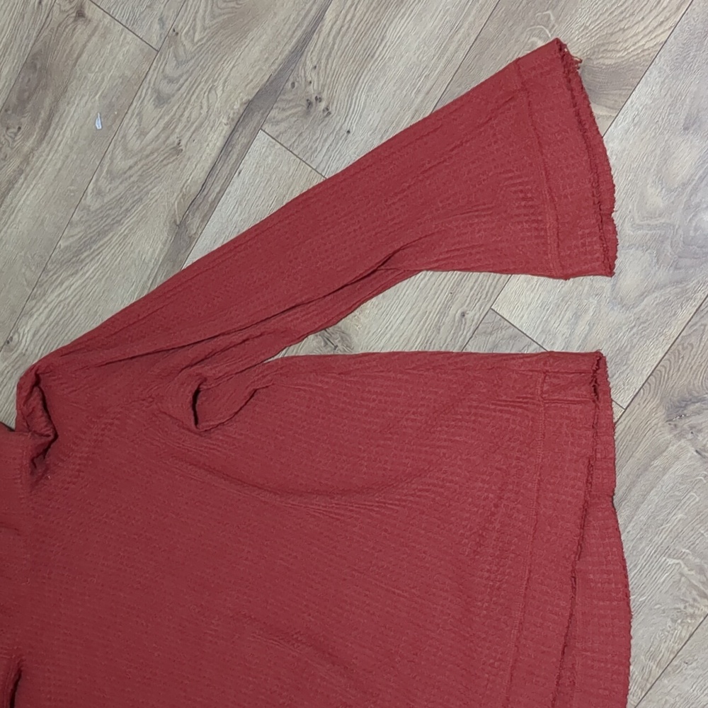 ANTHROPOLOGIE MEADOW RUE RED LONG SLEEVE COWLED THERMAL TUNIC TOP, Sz XL - Picture 6 of 9